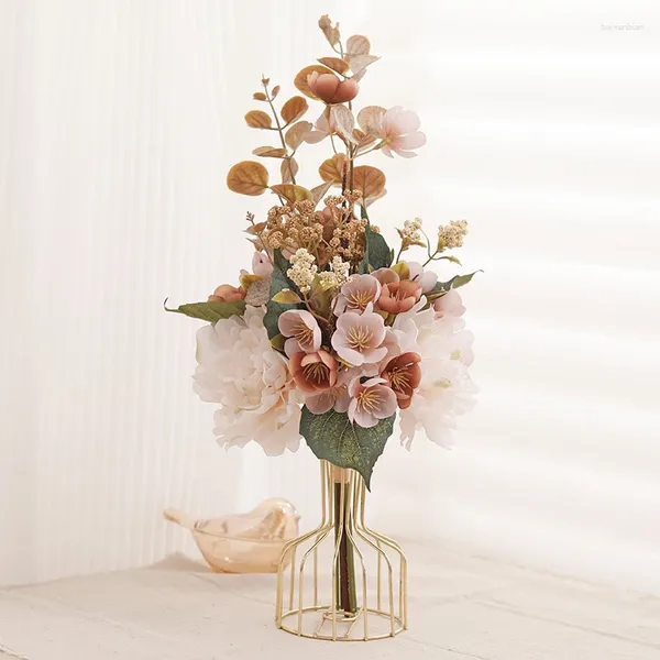 Fiori decorativi seta artificiale grande peonia bouquet bianco autunno per tavolo da matrimonio decorazione centrotavola champagne grande falso floreale