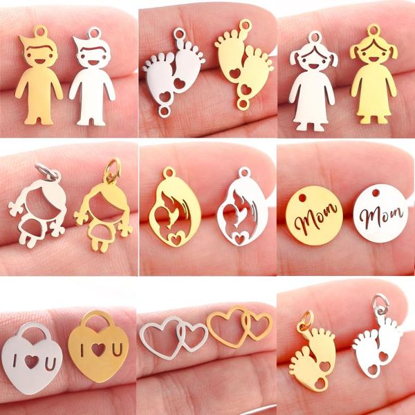 Charms 5pcs/lote do dia das mães Coração/mãe/menino/menina/família jóias pingentes de jóias de bricolage