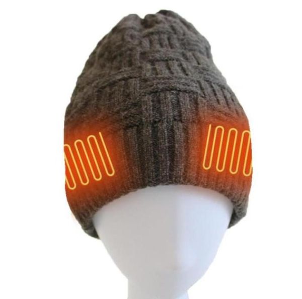 Ladeheizungskappe Männer und Frauen Winter Elektrischer warmer Hut im Freien im Freien kalt gestrickt HATS4432424
