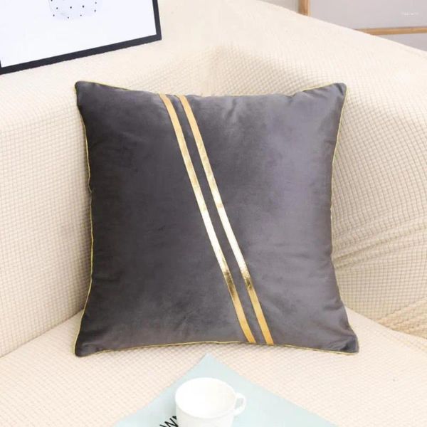 Copertura del cuscino Copertura lancio decorativo traspirante forma quadrata a strisce dorate per divano in camera