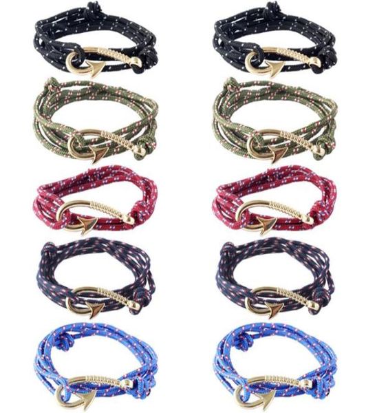 10pcs Qinggear Fatto a mano Paracord Regolabile Bracciale al gancio di pesce con pesce a pendente tattico paracadute Bracciale Outdoor GAD7581906