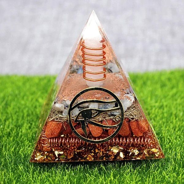 Figurine decorative colonna cristallo in pietra schiacciata piramide resina goccia goccia arminante decorazione desktop