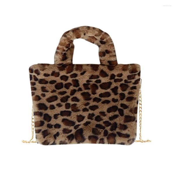 Umhängetaschen Frau warm pelzige Tasche Leopardenmuster Punkt Handtasche Winter Plüsch Handtaschen Modekette 2024 #LL #30