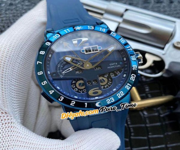 Nuovi calendari perpetui esecutivi El Toro 326003BQ Blue Dial Blue Mens Watch Pvd Blue Steel Case Orologi in gomma Orologi Pure8525960