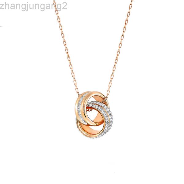 Designer swarovskis gioielli shi jia 1 1 modello originale a doppio anello di transito collana per tallone per donna catena di colletti in cristallo per donne