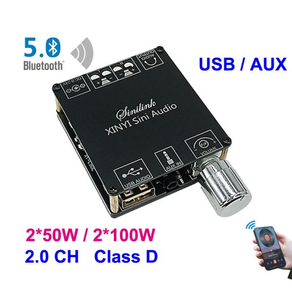 Amplificador 2*100W Bluetooth 5.0 Digital Power Amplifier Board AUX TPA3116 Classe D 2.0 CH Estéreo Home Music Módulo Sem fio AUDIO AMP