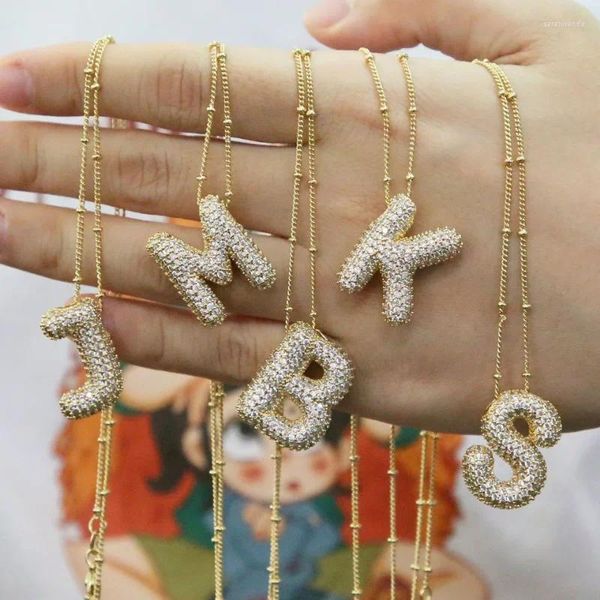Anhänger Halskette Frauen Bubble Ballon Halskette 26 Buchstaben Zirkonia Eingelegtes Modeschmuck für Girl Chain Party Geschenke