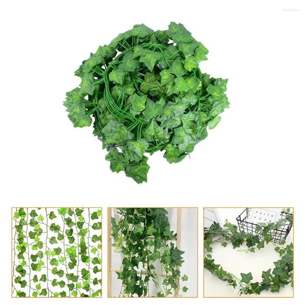 Fiori decorativi 12 pezzi di foglie di rattan artificiali di aneto verde pianta in tessuto in vitto