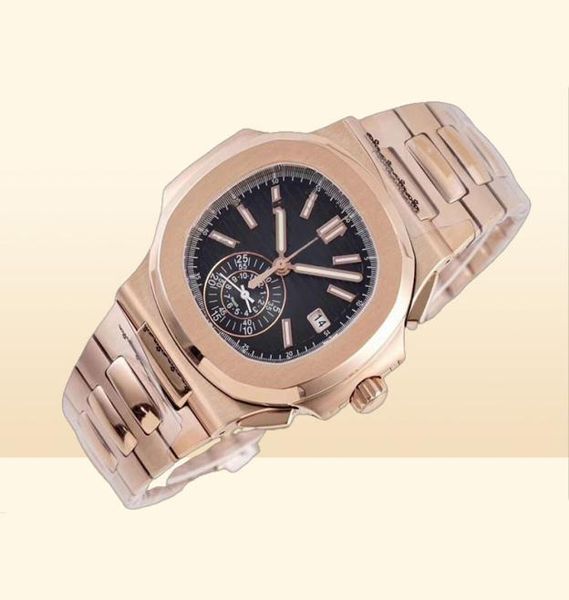 Luxo Rose Gold Watches Men039S Movimento de cronógrafo automático Relógio Men Cal28520 Data de complicações 5980 ETA Sport Black DIA9073634