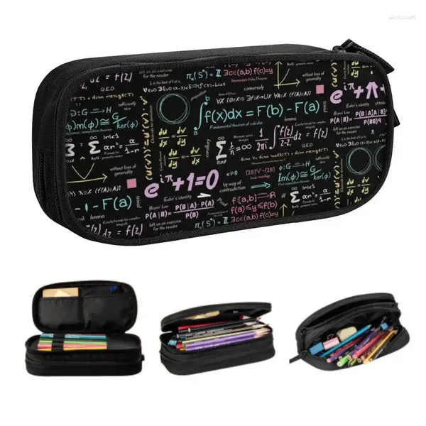 Bolsas de cosméticos kawaii puro matemática nerd capa para meninos meninos física personalizada ciência de armazenamento de armazenamento de armazenamento papelaria