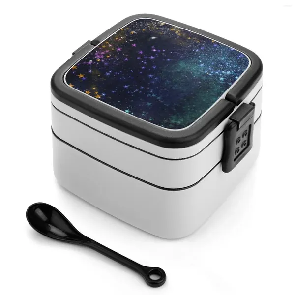 Dink Stove Space Space Bento Box Student Camping Punch Boxes Seques Stars Stars Galaxy Star Fairy Dust