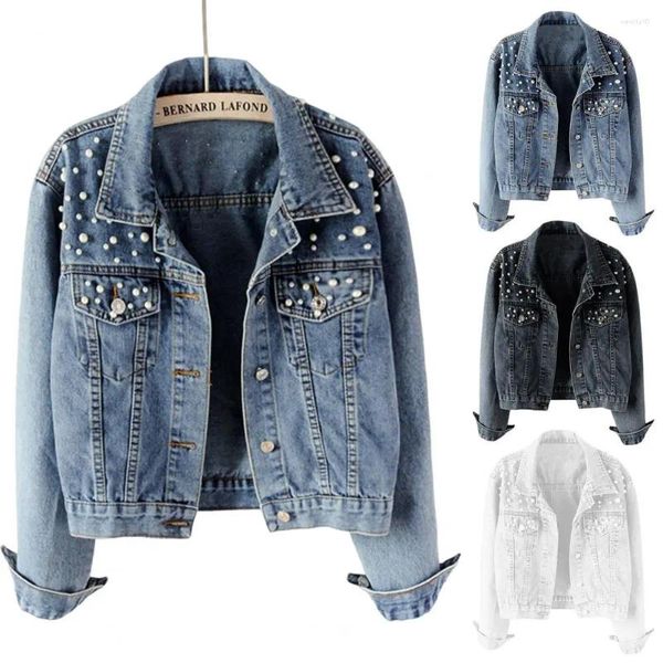 Jackets femininas Menas de jeans chiques Cool Mantenha uma imitação de cor quente, fácil de combinar com o casaco Lady Bads Decor