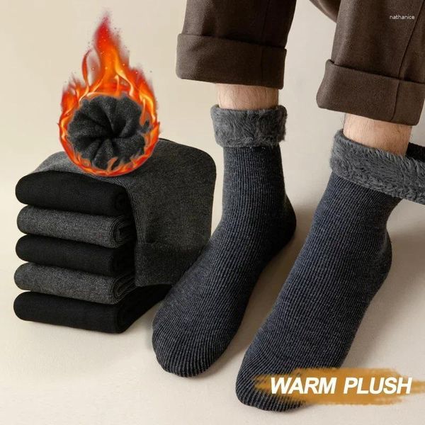 Männer Socken Frauen Männer Winter warm verdickter Wolle Kaschmir Schnee Velvet Thermie Schlaf Voller Farbboden Socken Haut nahtlos weich