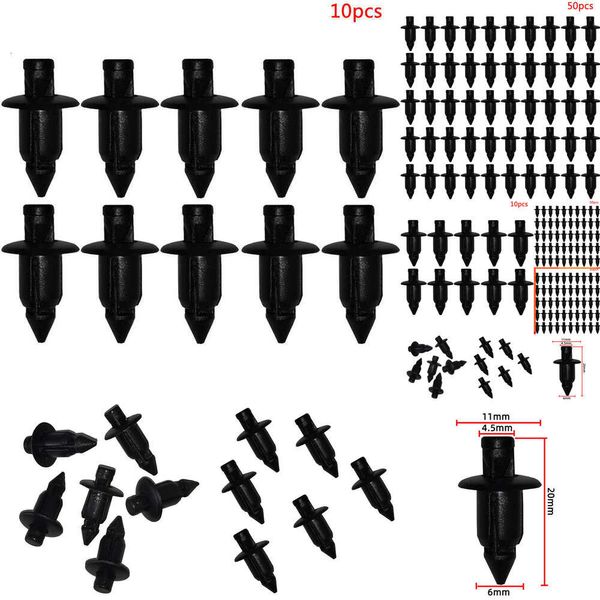 2024 2024 10/50pcs 6mm Black Rivet Fansing Body Trim painel Clips de parafuso de fixação para acessórios de motocicletas Honda ATV Clipes de fixador automático