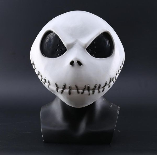 Yeni Kabus Noel'den Önce Kabus Jack Skellington Beyaz Lateks Maske Film Cosplay Props Cadılar Bayramı Partisi Yaramaz Korku Maskesi T7431579