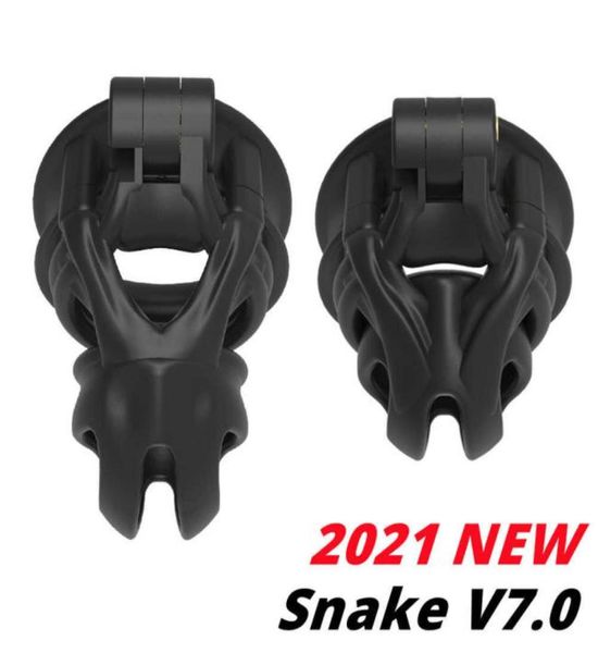 Masaj Ürünleri Yeni Mamba V7 3D Evo Cage Erkek Cihaz Çift Arc mantar Penis Halkası Cobra Cock Sleeve Kilit Kemer Yetişkin Seksi Oyuncaklar Men1908742