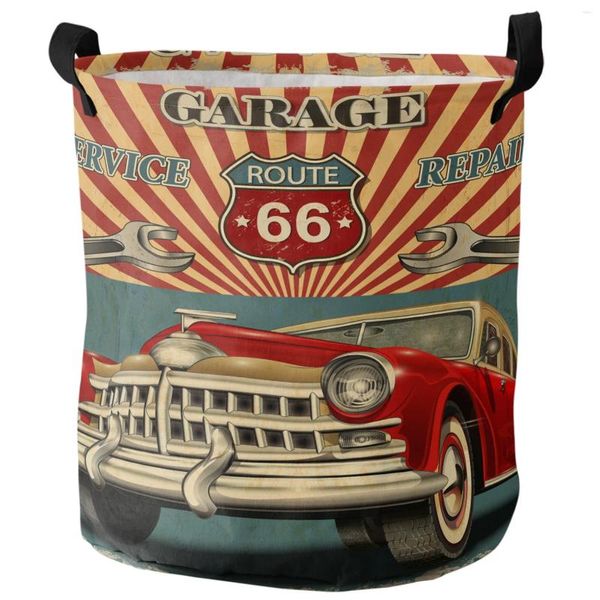 Bolsas de lavanderia Classic Car Poster vintage cesto dobrável cesto de grande capacidade para roupas de armazenamento de roupas de armazenamento infantil bolsa de brinquedo