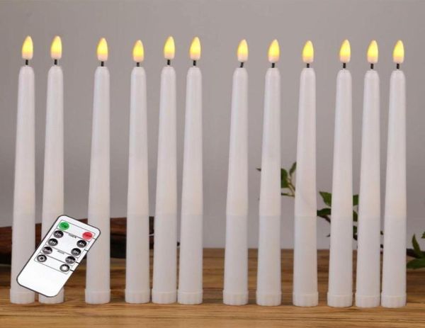 Kerzen 12pcs gelbe flackernde abgelegene LED Candlesplastic Flameless Taper Candlesbougie für Dinnerparty Dekoration8783165