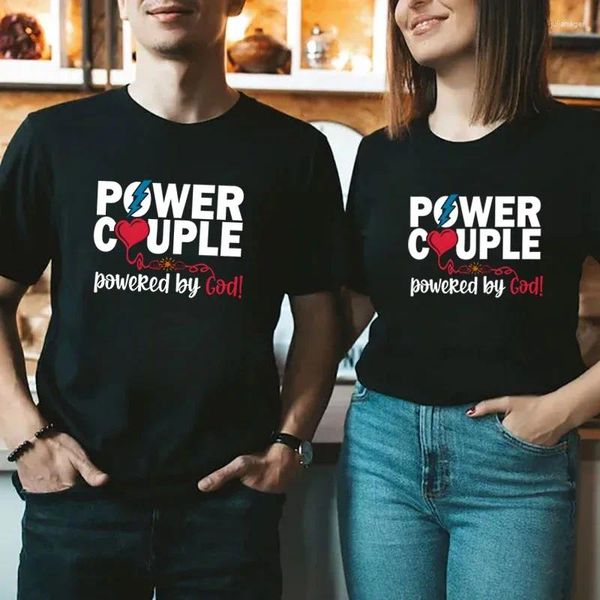 Camisetas femininas Power Power Powerd by God Print Shirt Summer Lovers Tee Mulheres roupas Man HaraJuku