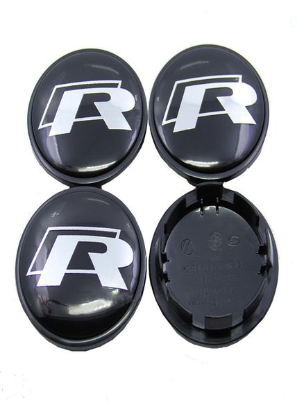 4pcslot 65mm VW R Roda de roda da roda Tampa do cubo do emblema emblema automático para VW Golf Touran Tiguan Magotan Passat CC Scirocco Car Styling4387273