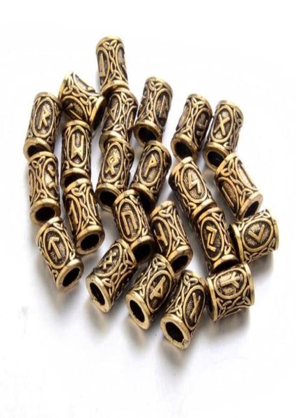 24 pcs Top Silber Norse Viking Runes Charms Perlen -Befunde für Armbänder für Halskette für Bart oder Haare Wikinger Rune Kits1169479