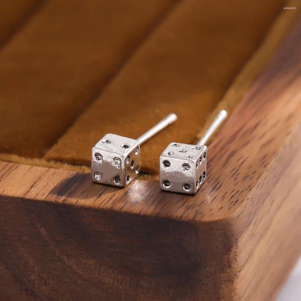 Orecchini per borchie Simple Dice Retro Silver Ploted Geometric Cube