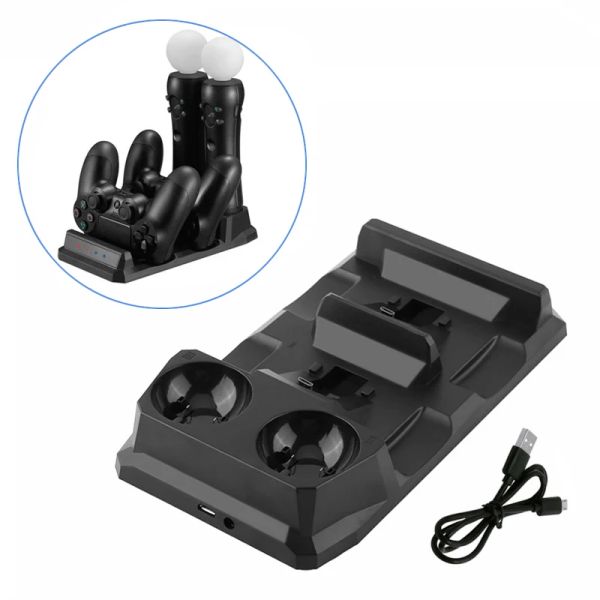 Steht für PlayStation 4 PS Move Move PS4 Controller Ladegeräte -Spielzubehör für DualShock4 Joystick Dock Station 4 in 1 Halterbasis