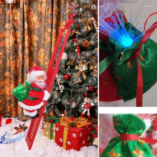 FESTIPES DE FESTA Papai Noel de Natal elétrico para boneca com escalada de bolsas Drop de deco de escalada