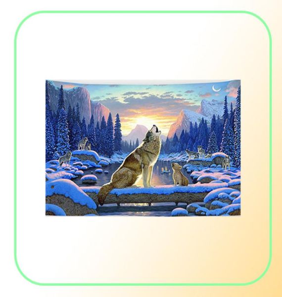 Arazzo per animali nordici Arazzo sospeso decorativo in tessuto DECORATIVO CAMERA DELLA CAMERA INVERNO TENTURE MURALURA9048754