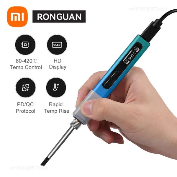 Accessoires Xiaomi Ronguan Electric Löten Eisen Kit 65W Reparaturwerkzeug Schweißlötes Nacharbeit Heizstift tragbare Lötkolben -Eisen -Tipps