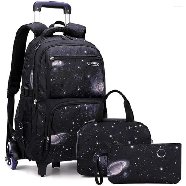 Aufbewahrungstaschen Mitowermi Jungen Rollende Rucksäcke Kids'luggage Radpack für Schultrolley Raum-Galaxy Roller Bookbag