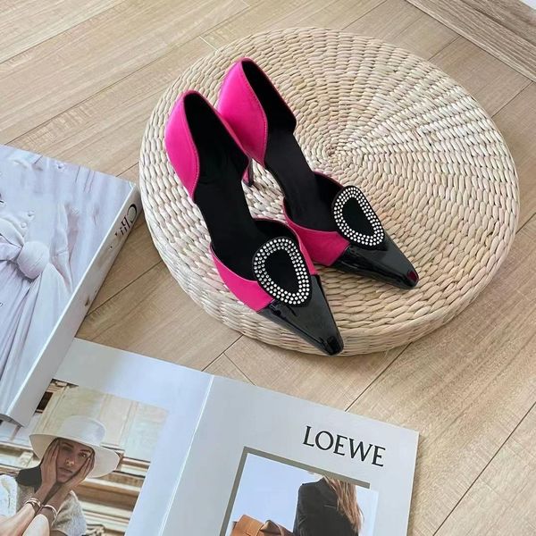 Heels Turnschuhe Kleiderschuhe Slingback High Heels Schnüren flache geschnittene Schuhe Sandalen mit mittlerem Absatz schwarzes Netz mit Kristallen funkelnde Druckschuhe Gummi -Leder -Knöchel Büro