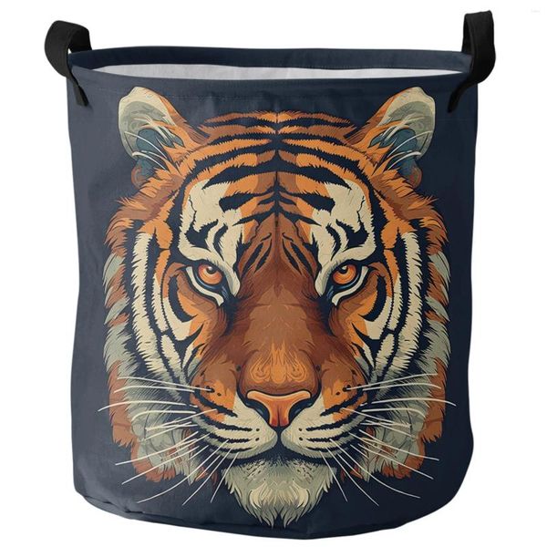 Bolsas de lavanderia Tigre Casquete dobrável de animais de grande capacidade Armazenador de roupas de armazenamento de brinquedos de brinquedos de brinquedos infantis