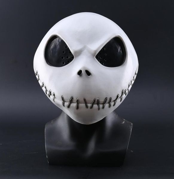 Yeni Kabus Noel Jack Skellington Beyaz Lateks Maske Film Cosplay Props Cadılar Bayramı Partisi Yaramaz Korku Maskesi T2917069