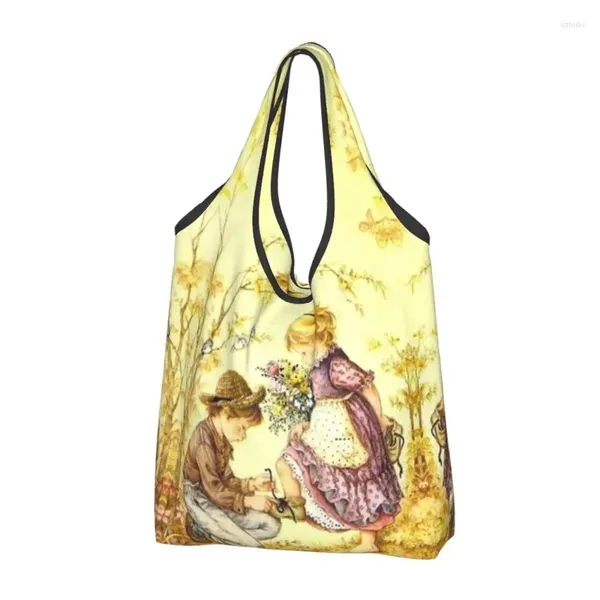 Aufbewahrungstaschen Sarah Kay Shopping Tote tragbare Cartoon -Mädchen Lebensmittel Shopper -Umhängetasche