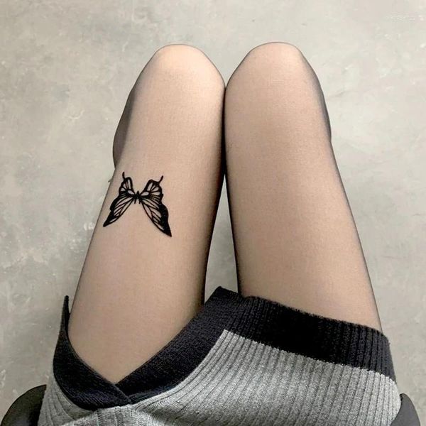 Donne calzini Spazzati sexy collant stampato a farfalla coscia calza alta per biancheria di biancheria sottile calze per il corpo in nylon sottile