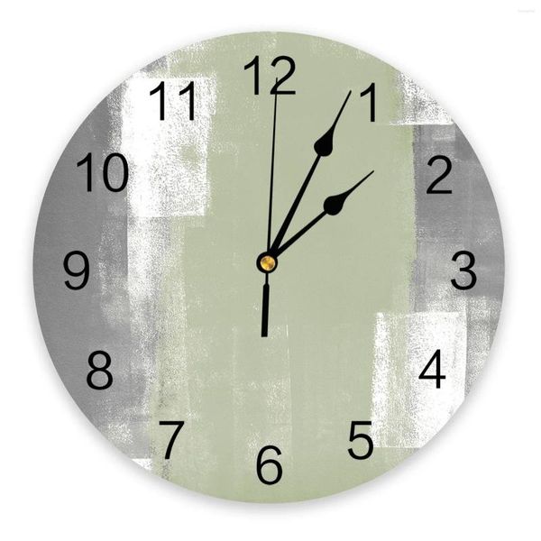 Wanduhren Grüne Ölmalerei Textur Uhr Stille digital für heimliche Schlafzimmer Küchendekoration Hängende Uhr