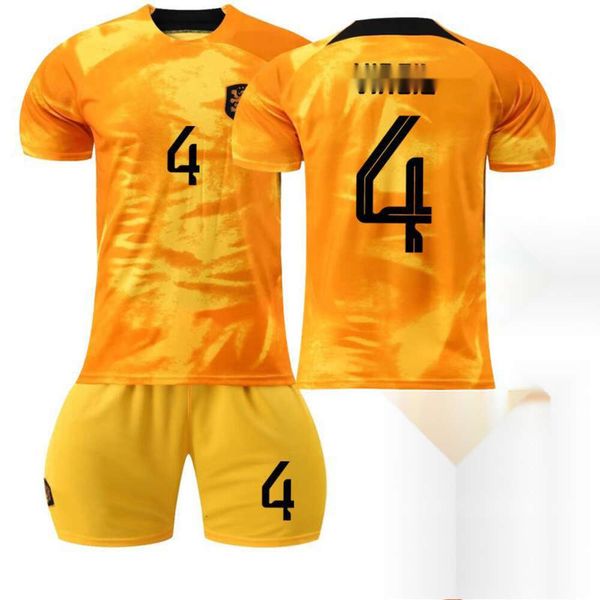 Jersey de futebol Holanda Home Orange No. 4 Van Dijk 10 Memphis 21 De Jong Kit da Copa do Mundo Kits