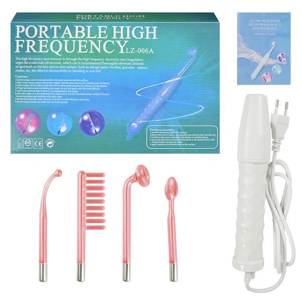 4in1 Elettrodo in vetro macchina Spot Acne Wand Spa Face Curt Care Elettroterapia 240412