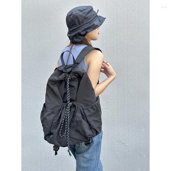 Backpack Women Fashion coreano grande capacità Y2K da viaggio da viaggio String Nylon Lightweight School Borse impermeabili