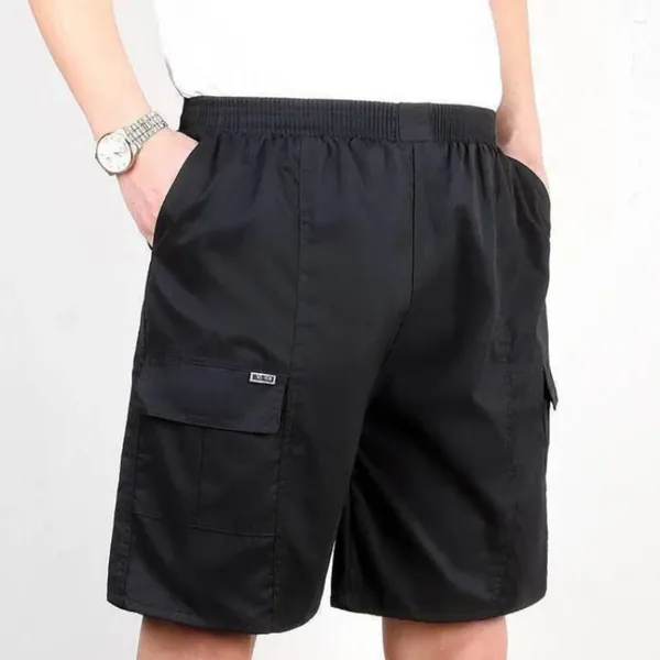 Shorts masculinos de alta qualidade casaco preto carga casual algodão comprimento de algodão curto homem azul marinho sem elasticidade