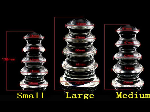Tipo de pagode vidro transparente esferas anal plug g spot anus ânus dilatador vibrador grande grande plugs anal plugs buttplug3 tamanho escolha y1905416294