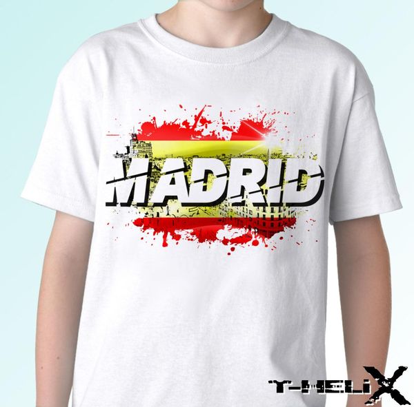 Madrid weiße T -Shirt -Top Spanien Flagge Design Herren Damen cooler Freizeitstolz T -Shirt Männer Unisex Neue Mode T -Shirt lou lose3537580