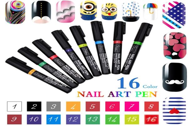 Новый бренд 3D Nail Art Pen 16 Colors Charm Women039s Деликатный симпатичный DIY DIY Art Art Pen Pen Pen Uv Gel Manicure Tool 9205688