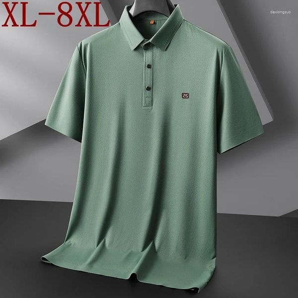 Herren Polos 8xl 7xl 6xl 2024 Sommer Eis Silk Atmungsaktives Polo -Hemd Männer Tops Geschäfte Casual Mens Shirts High -End -Kleidung