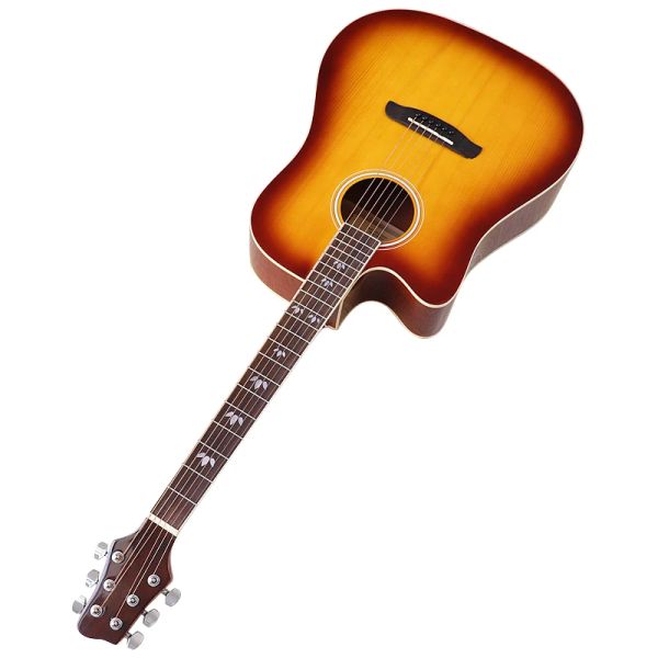 Cavi Acoustic Guitar 6 String Mano sinistro della mano da 41 pollici Sunburst e Black Color Cutway Design