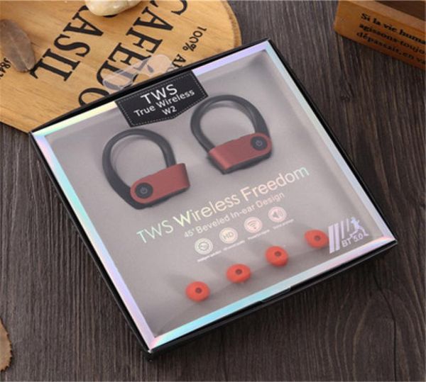 W2 TWS Ear Sports Aurnochone auricolari colorati wireless Mini Hifi Bluetooth V50 Aurb