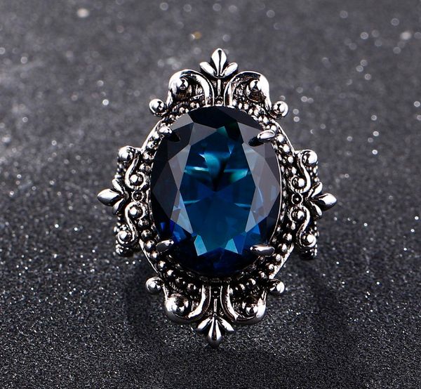 Big Peacock Blue Sapphire Ringe für Frauen Männer Vintage Real Silver 925 Schmuckring Jubiläum Party Geschenke1368471