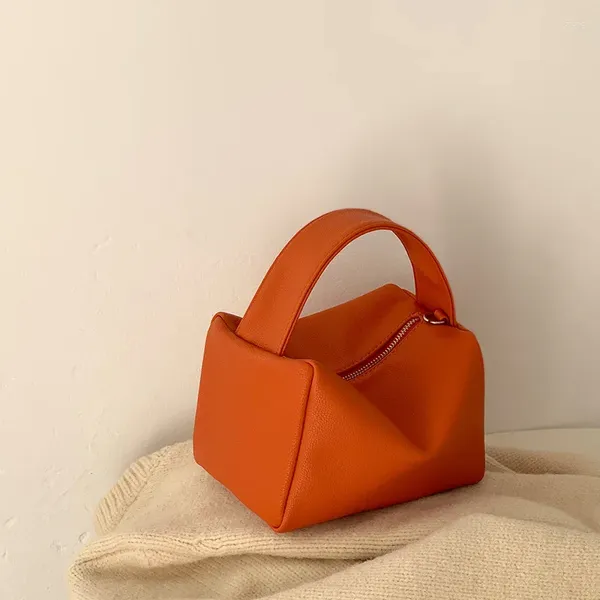 Bolsas de ombro Bolsa feminina Nicho coreano Design Litchi Padrão laranja Tofu lanche para lancheira Wild Square Box diagonal