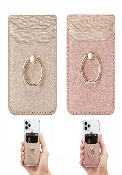 2 Packs Telefonkartenhalter RFID -Kredit -Brieftasche mit Kickstand Ring für Frauen Glitter Sands Stickon Back Grip iPhone Samsung Androi4541870